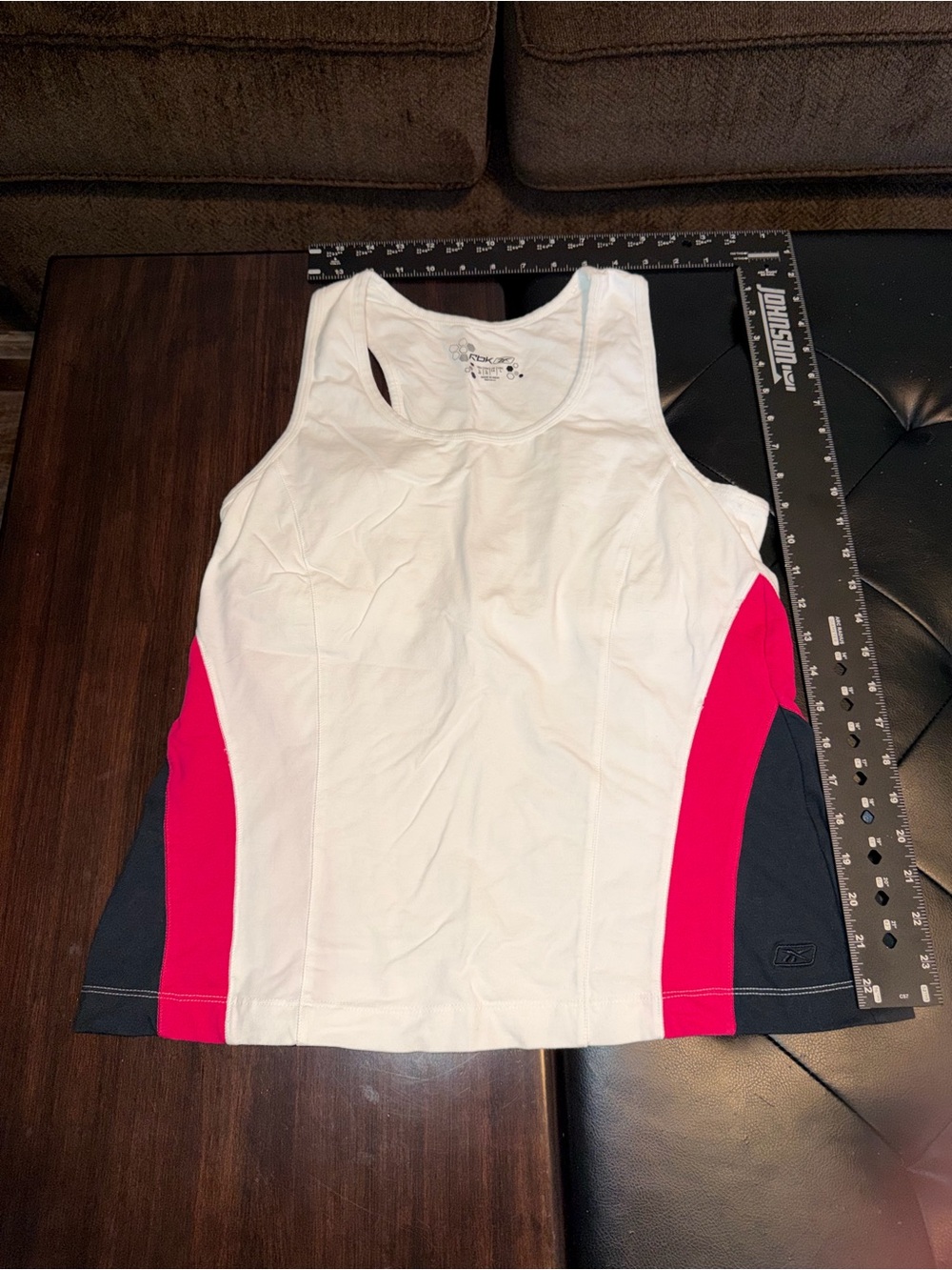 Reebok White Tank with Pink and Navy Side Panels